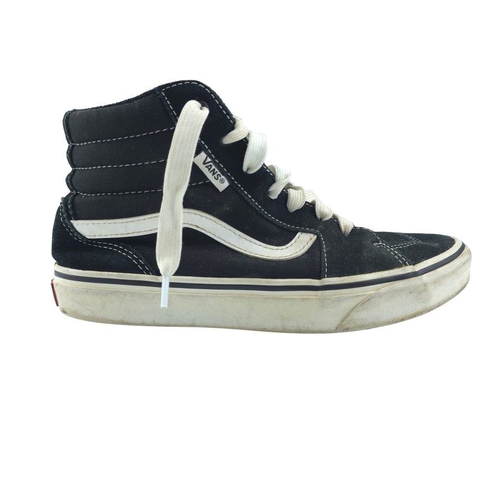Vans Sk8-Hi High Top Sneakers Youth 5.5 Black White Suede Canvas Skate Shoes